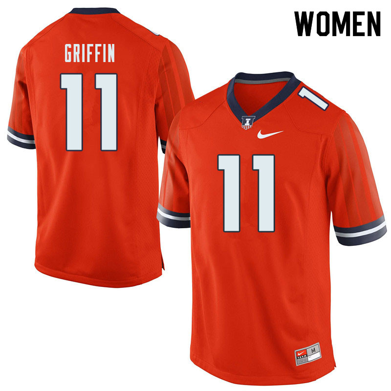 Women #11 Caleb Griffin Illinois Fighting Illini College Football Jerseys Sale-Orange